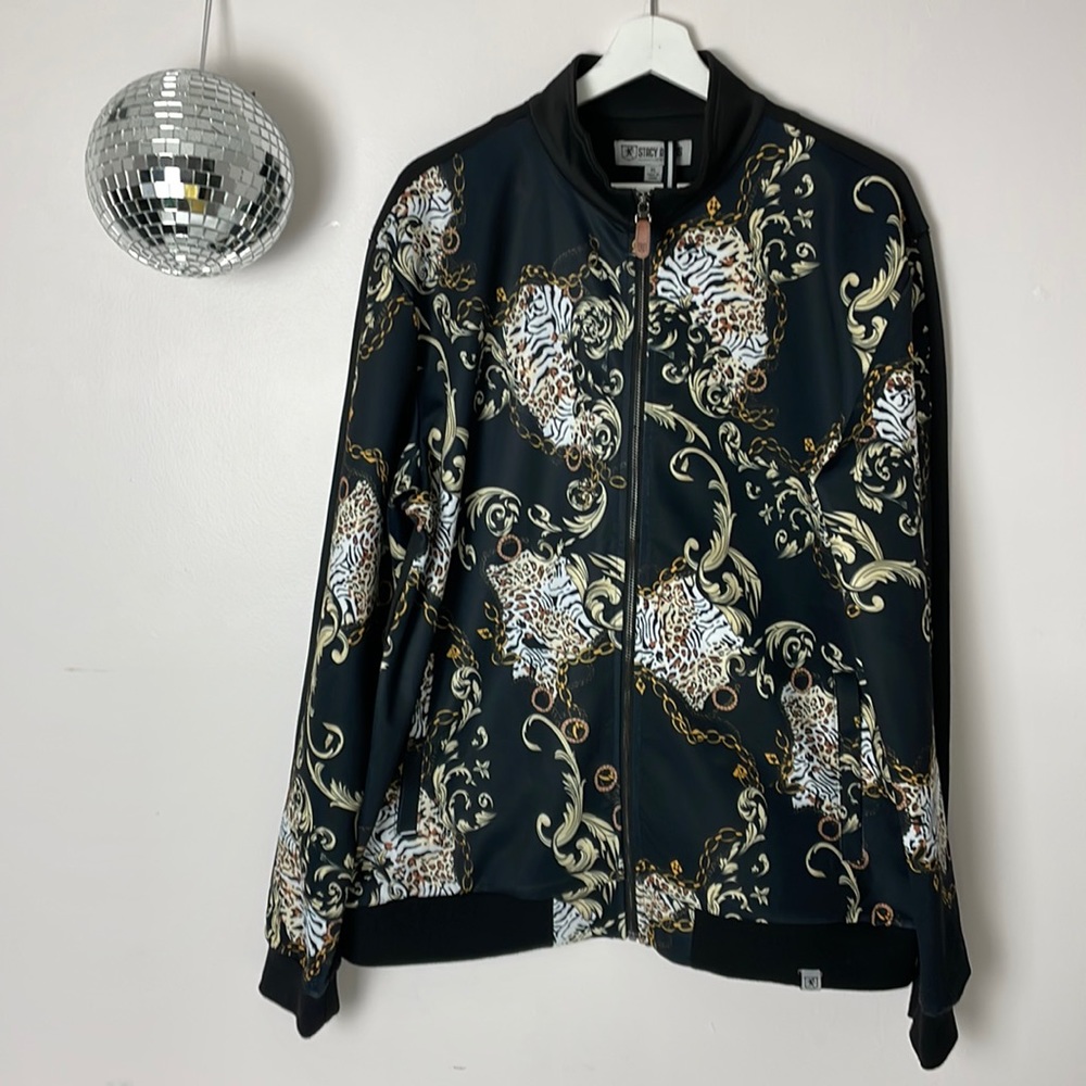 👑 STACY ADAMS track jacket and joggers tracksuit set printed graphic XL 👑